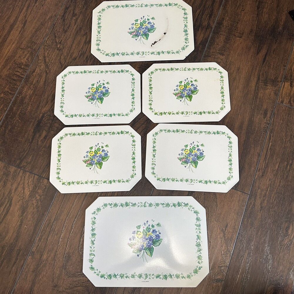 Ballonoff Hallmark Hot Mat Decorative Metal Insulated Vtg Floral Design Set Of 6